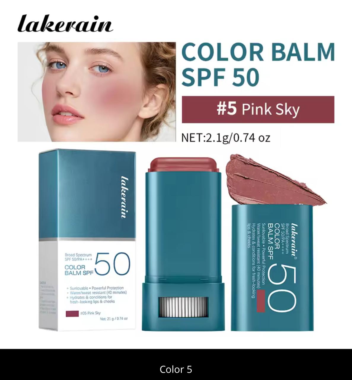 Lakerain Color Balm SPF 50 – 2-in-1 Sunscreen Blush Stick | Broad Spectrum PA++++ | Water-Resistant 40 Min | 6 Shades