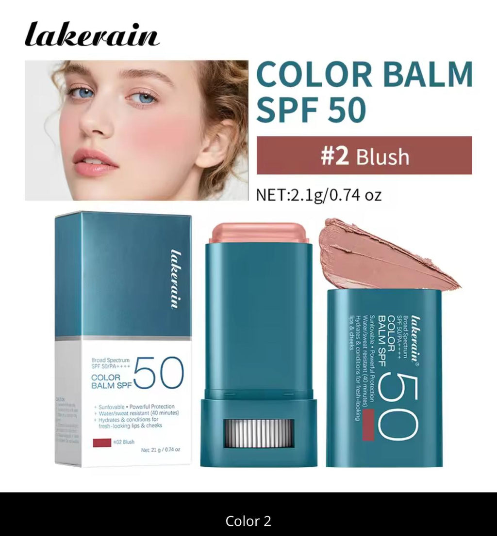 Lakerain Color Balm SPF 50 – 2-in-1 Sunscreen Blush Stick | Broad Spectrum PA++++ | Water-Resistant 40 Min | 6 Shades