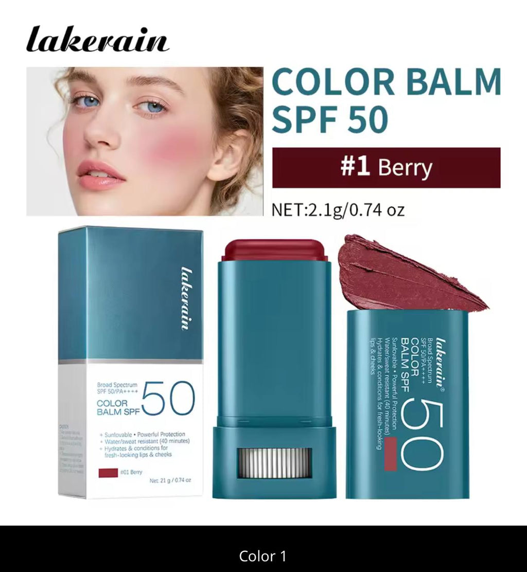 Lakerain Color Balm SPF 50 – 2-in-1 Sunscreen Blush Stick | Broad Spectrum PA++++ | Water-Resistant 40 Min | 6 Shades