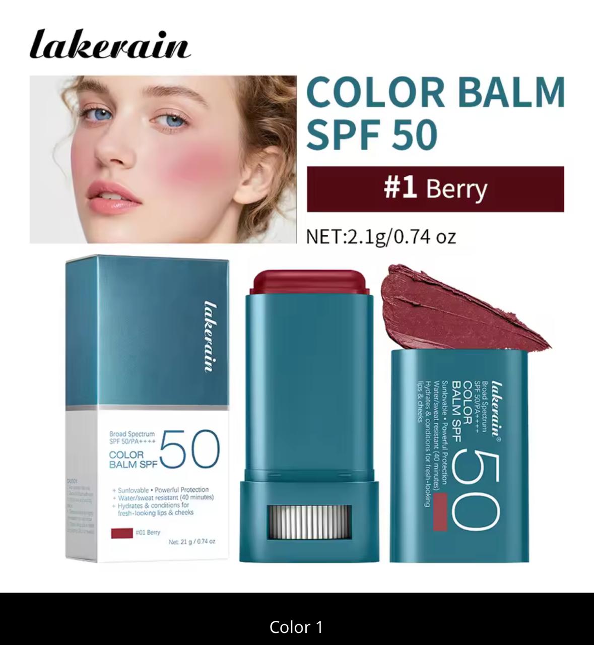 Lakerain Color Balm SPF 50 – 2-in-1 Sunscreen Blush Stick | Broad Spectrum PA++++ | Water-Resistant 40 Min | 6 Shades