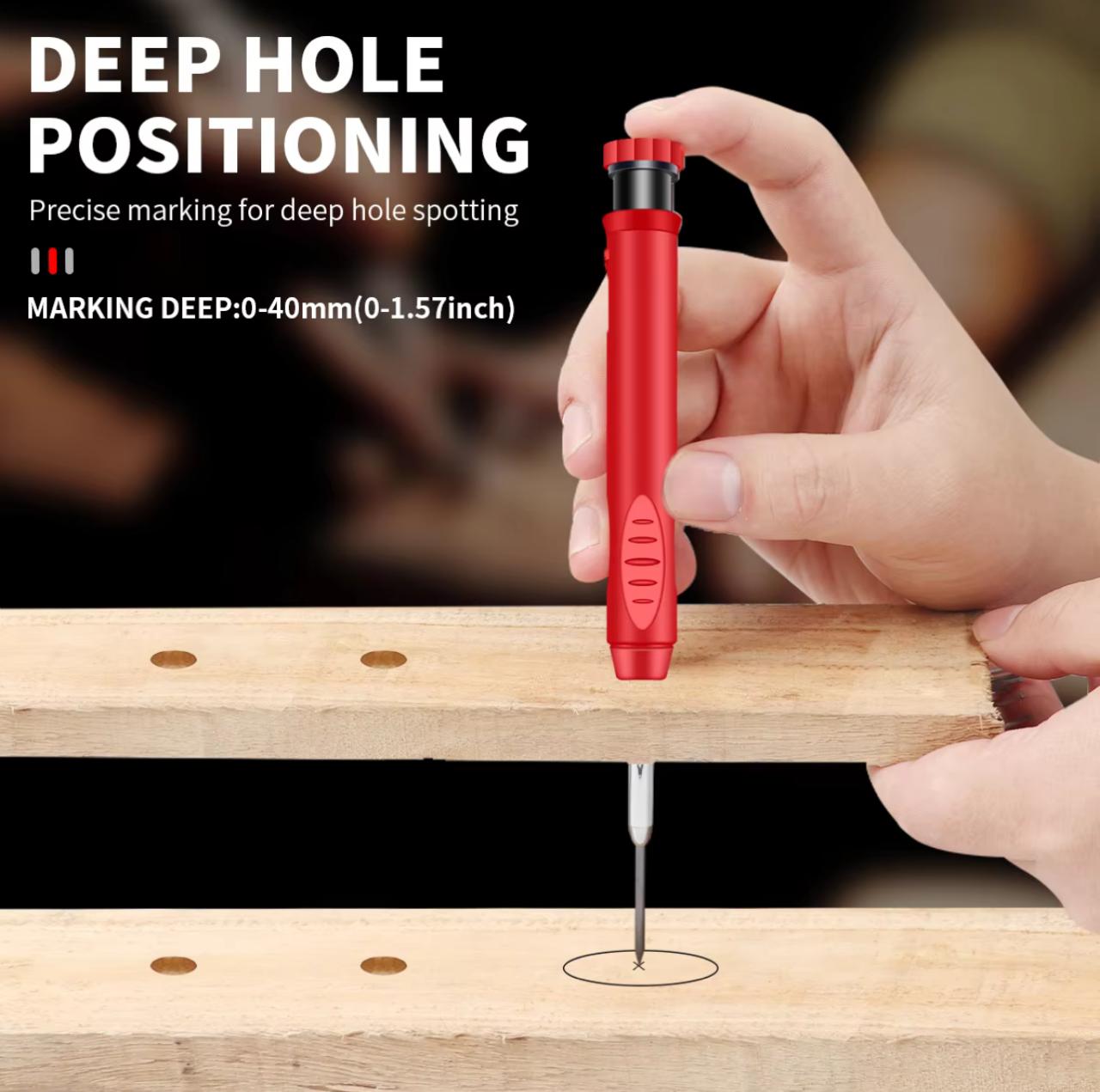 Solid Carpenter Pencil with Built-in Sharpener & Refills