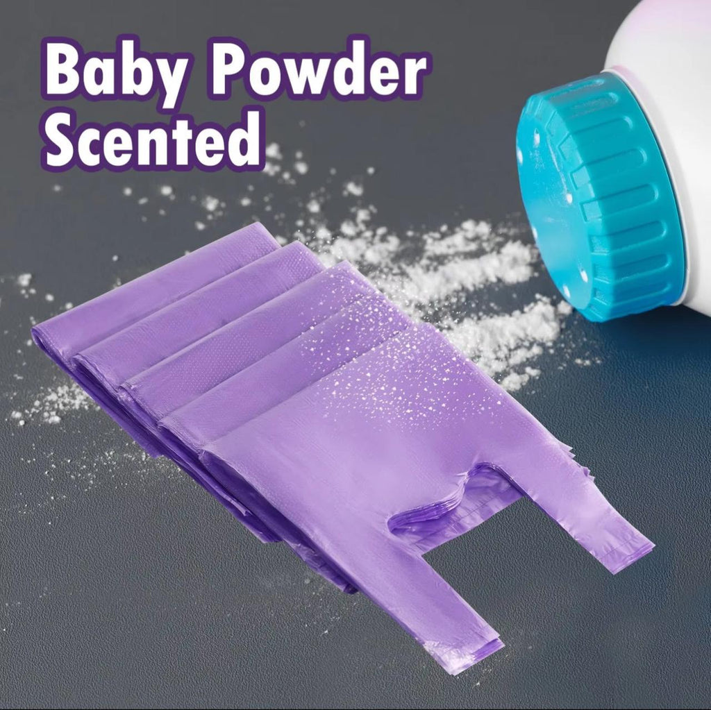 Nappy Bags – Baby Powder Scented Diaper Disposal Bags with Easy Tie-Close Handles | 100 & 200 Pack