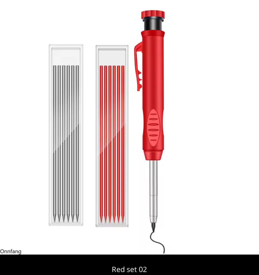 Solid Carpenter Pencil with Built-in Sharpener & Refills