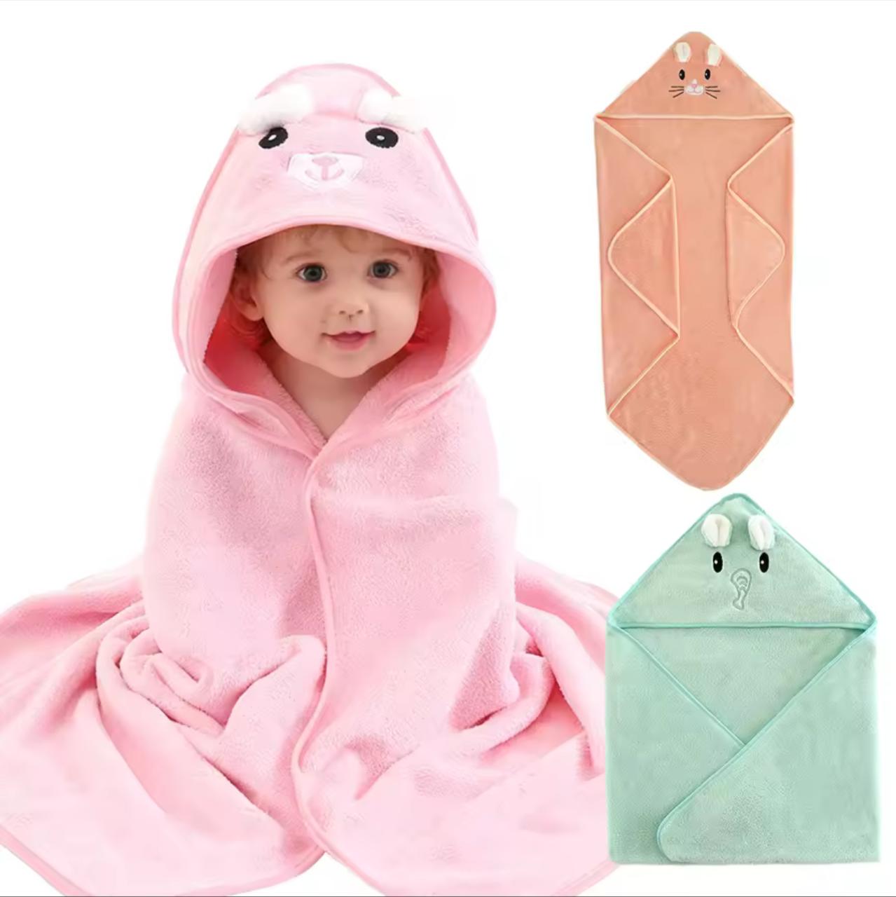 Baby Hooded Bath Towel – Super Absorbent Animal Design for Newborns & Toddlers