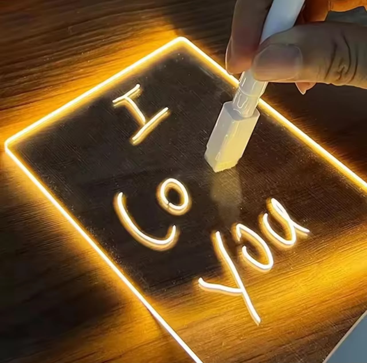Glow LED Acrylic Message Board – USB Erasable Night Light Memo Pad