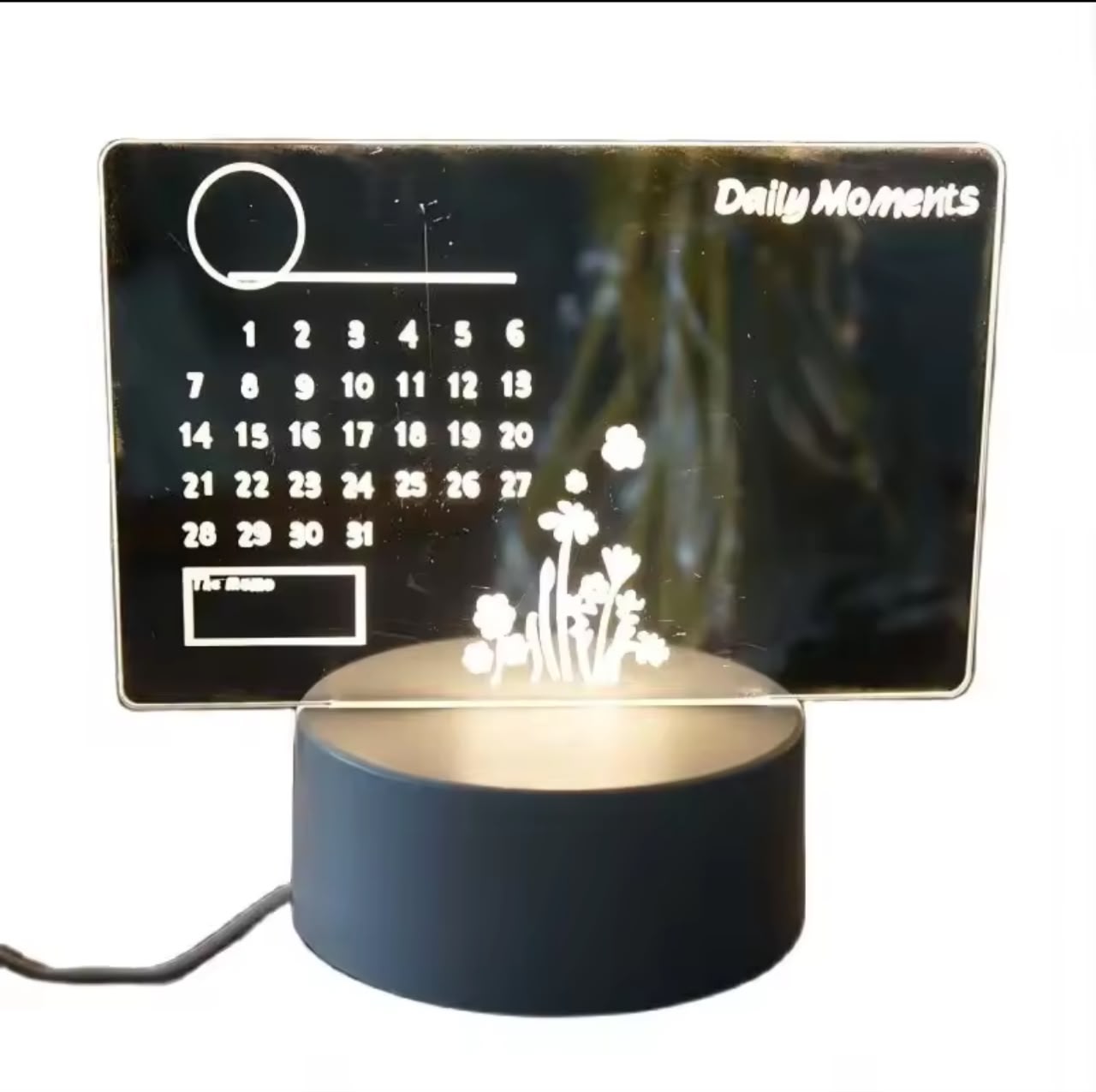 Glow LED Acrylic Message Board – USB Erasable Night Light Memo Pad