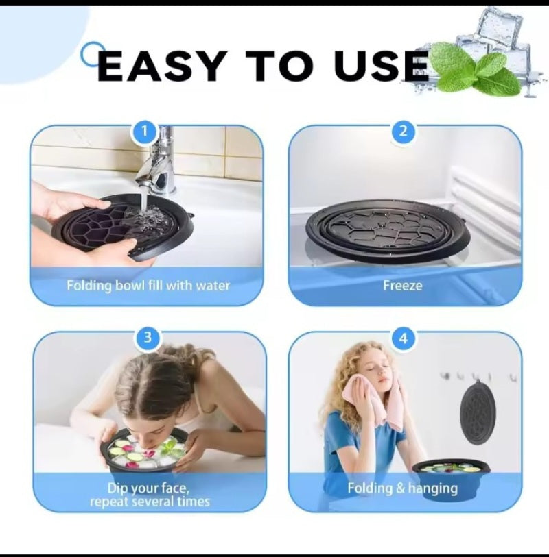 Portable Foldable Silicone Ice Basin with Built-in Ice Tray for Facial Ice Massage, Cold Compress & Makeup Skincare Tool ❄️💆‍♀️