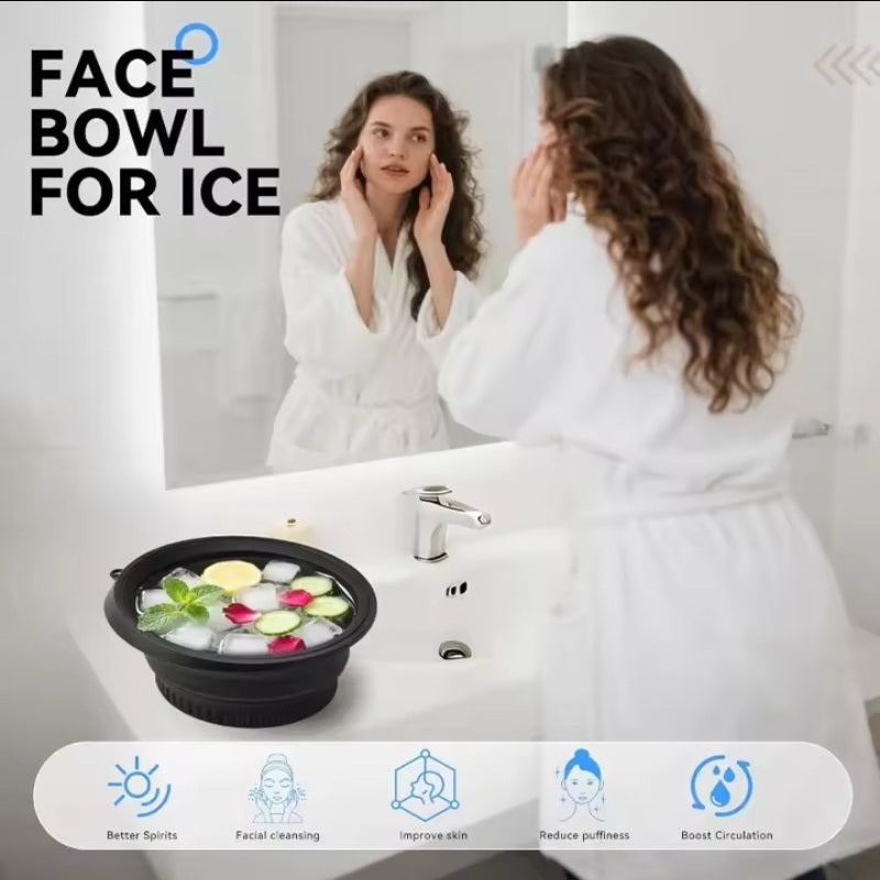 Portable Foldable Silicone Ice Basin with Built-in Ice Tray for Facial Ice Massage, Cold Compress & Makeup Skincare Tool ❄️💆‍♀️