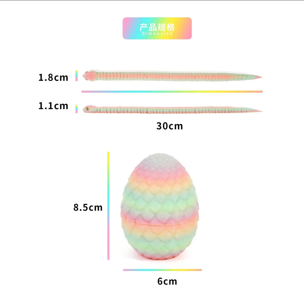 3D Printed Snake Action Figure in Egg – Flexible Jointed Fidget Toy