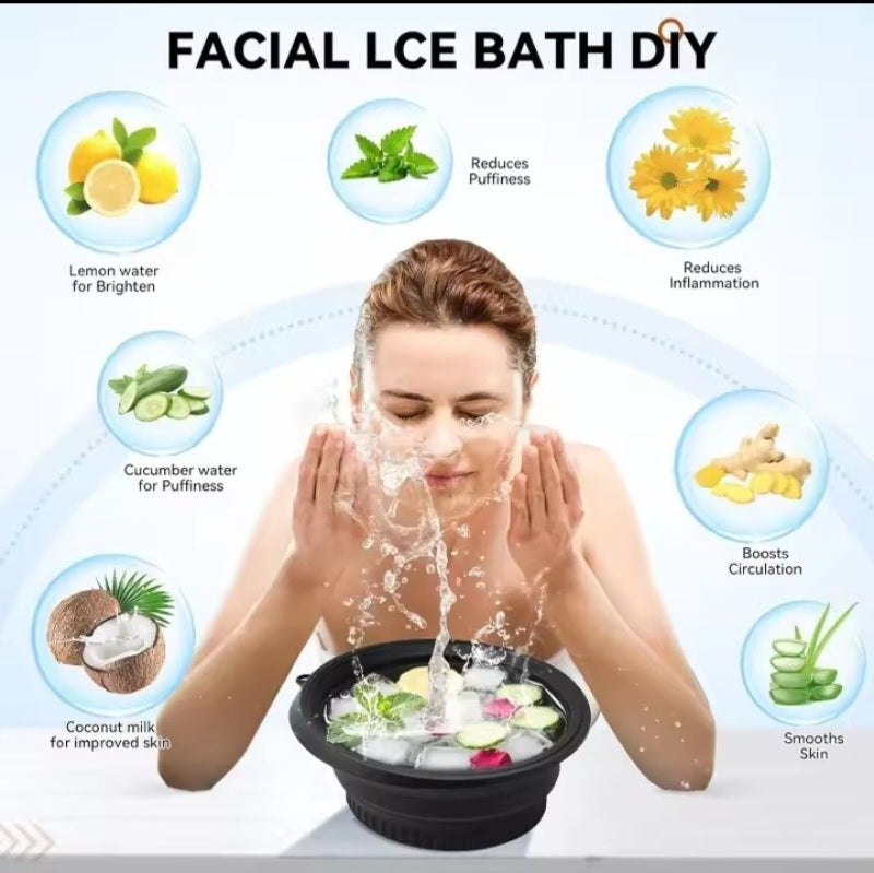 Portable Foldable Silicone Ice Basin with Built-in Ice Tray for Facial Ice Massage, Cold Compress & Makeup Skincare Tool ❄️💆‍♀️