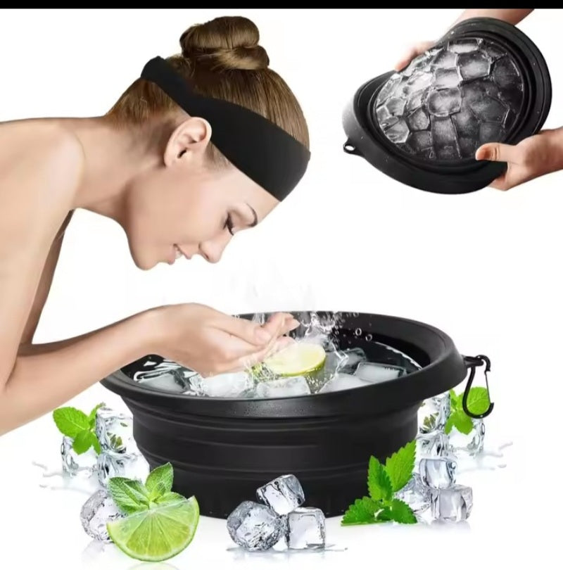 Portable Foldable Silicone Ice Basin with Built-in Ice Tray for Facial Ice Massage, Cold Compress & Makeup Skincare Tool ❄️💆‍♀️