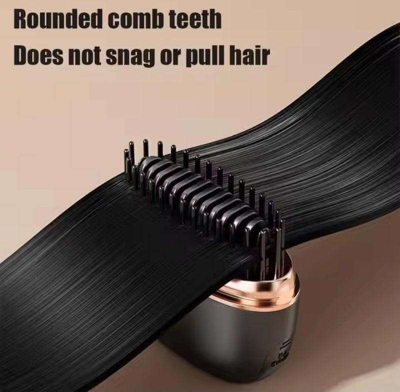 Portable Wireless Hair Straightener Brush – Mini USB Rechargeable Hair Comb for Smooth & Silky Hair