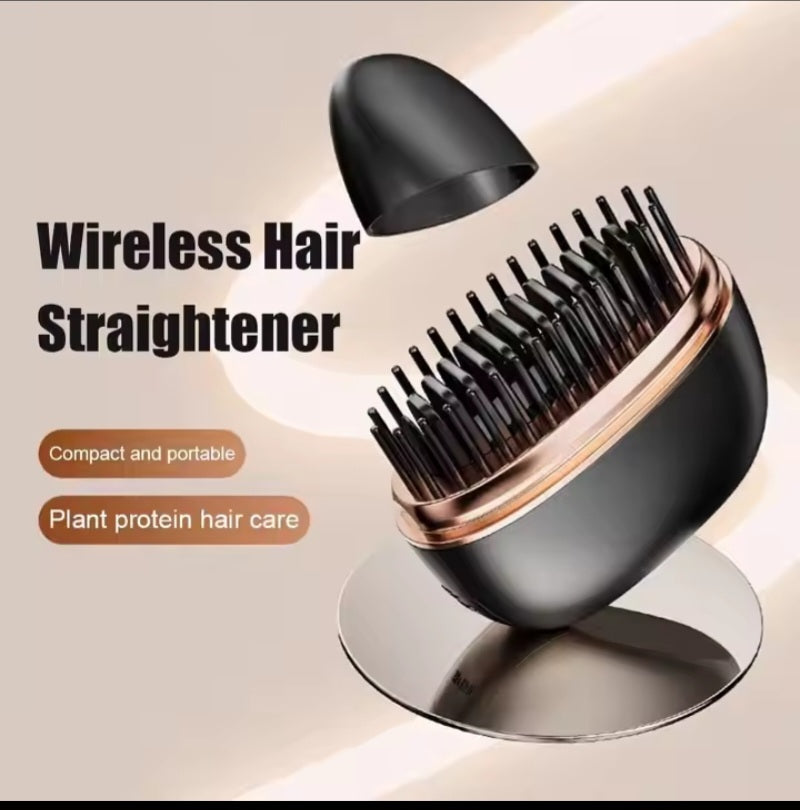 Portable Wireless Hair Straightener Brush – Mini USB Rechargeable Hair Comb for Smooth & Silky Hair