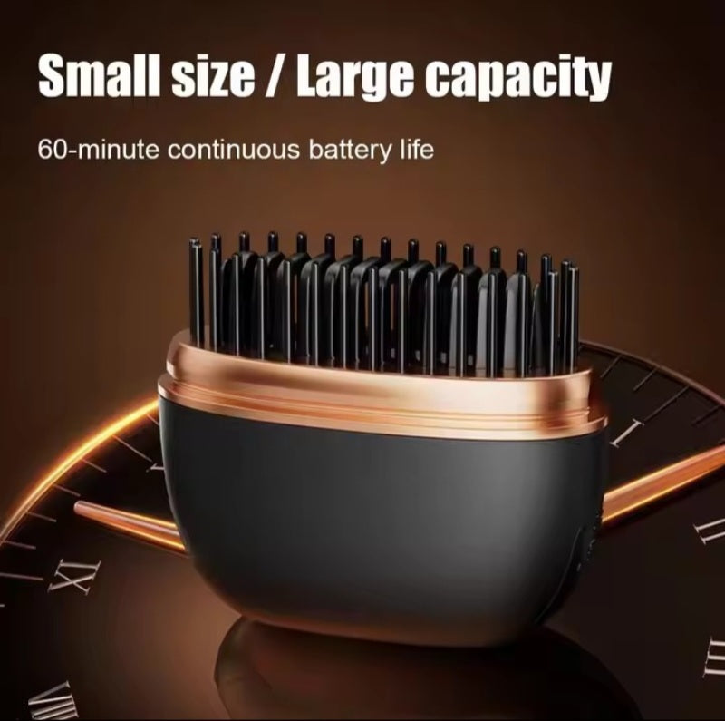 Portable Wireless Hair Straightener Brush – Mini USB Rechargeable Hair Comb for Smooth & Silky Hair