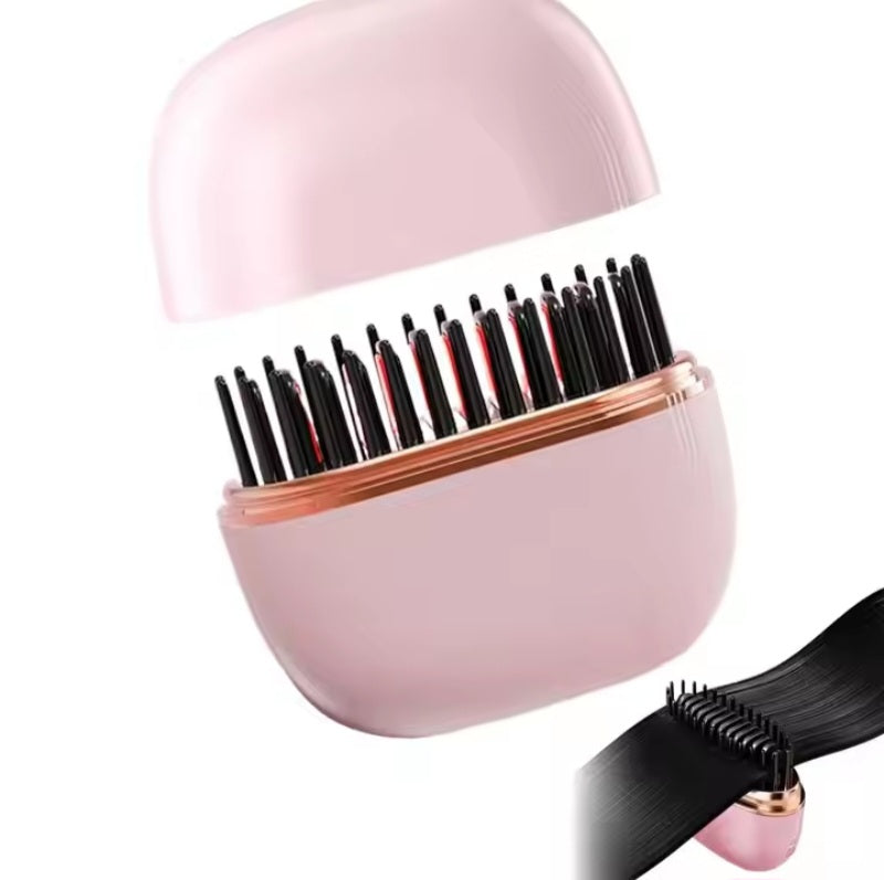 Portable Wireless Hair Straightener Brush – Mini USB Rechargeable Hair Comb for Smooth & Silky Hair