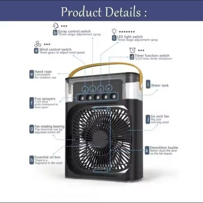 Portable USB Air Cooler Fan With Water Mist Spray ❄️💨 Mini Cooling Fan For Home & Office