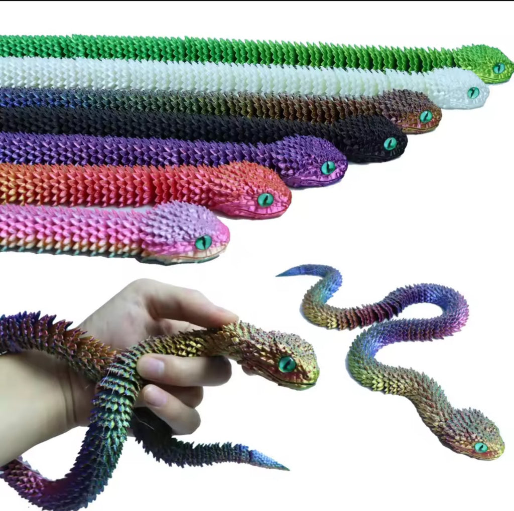 3D Printed Snake Action Figure in Egg – Flexible Jointed Fidget Toy