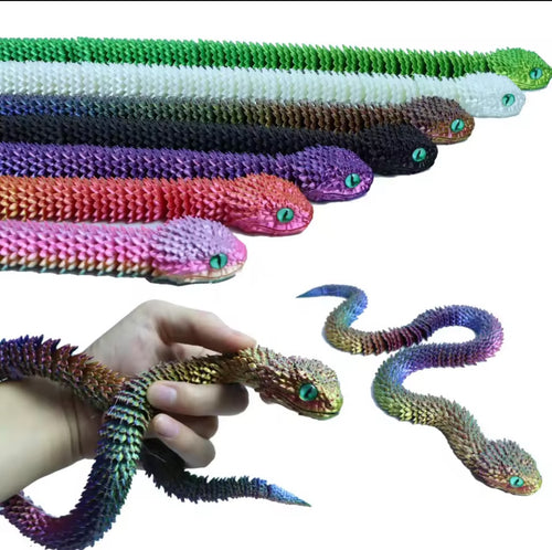 3D Printed Snake Action Figure in Egg – Flexible Jointed Fidget Toy