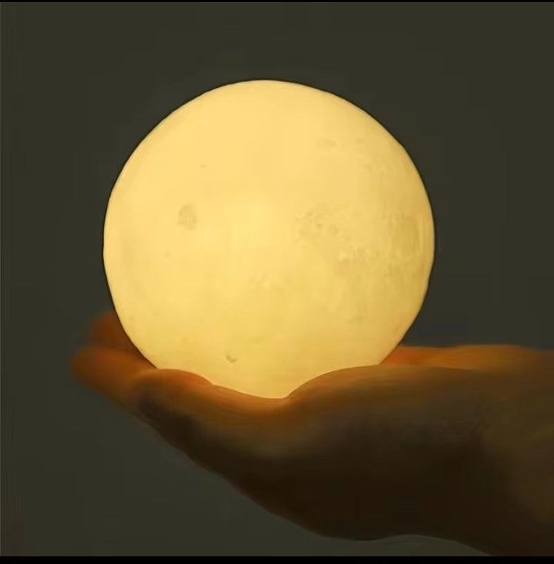 Moon Night Light LED Lamp – 3D Lunar Bedside Lamp with Wooden Stand
