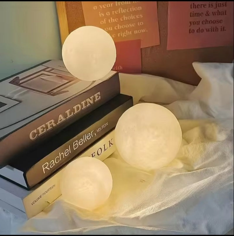 Moon Night Light LED Lamp – 3D Lunar Bedside Lamp with Wooden Stand